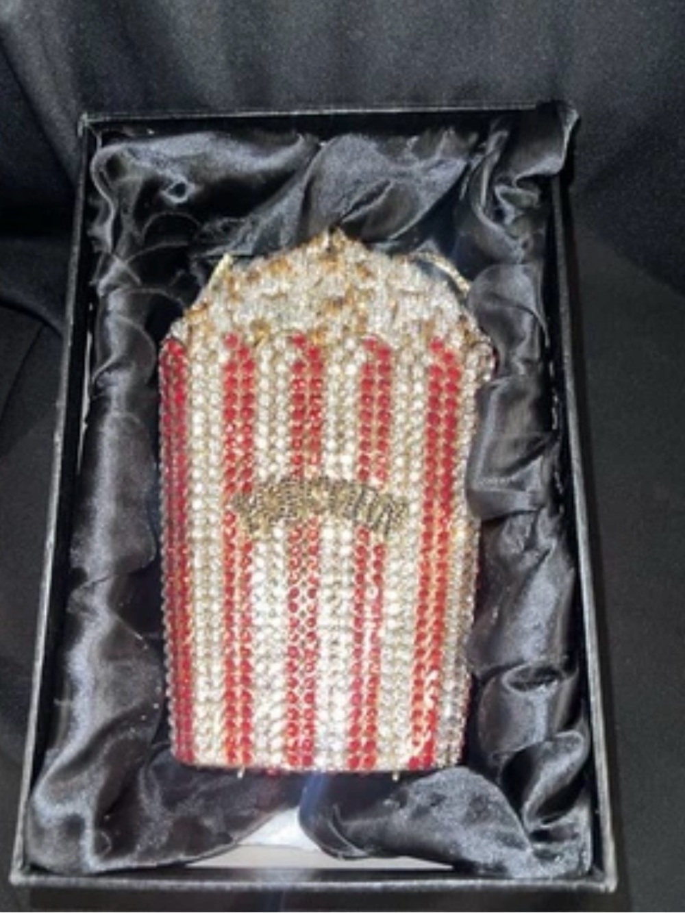 Rhinestone Popcorn Clutch mini Bag - Red & White Striped